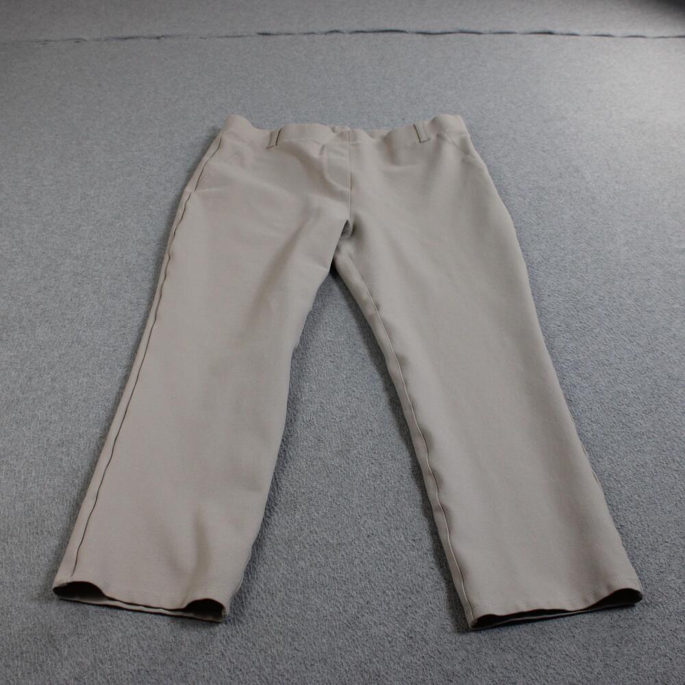 Quince Pants Women Large Petite Beige Ponte Ankle Slim Pull On Office Heritage
